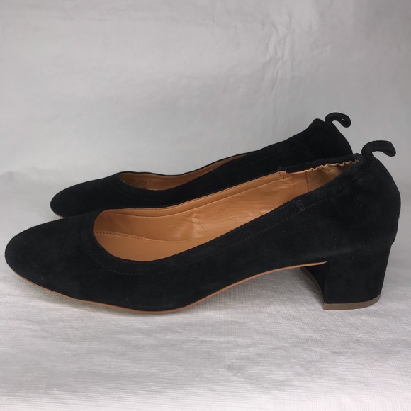 J. Crew Shoes - J. Crew Anya Black Suede Block Heel Ballet Pumps